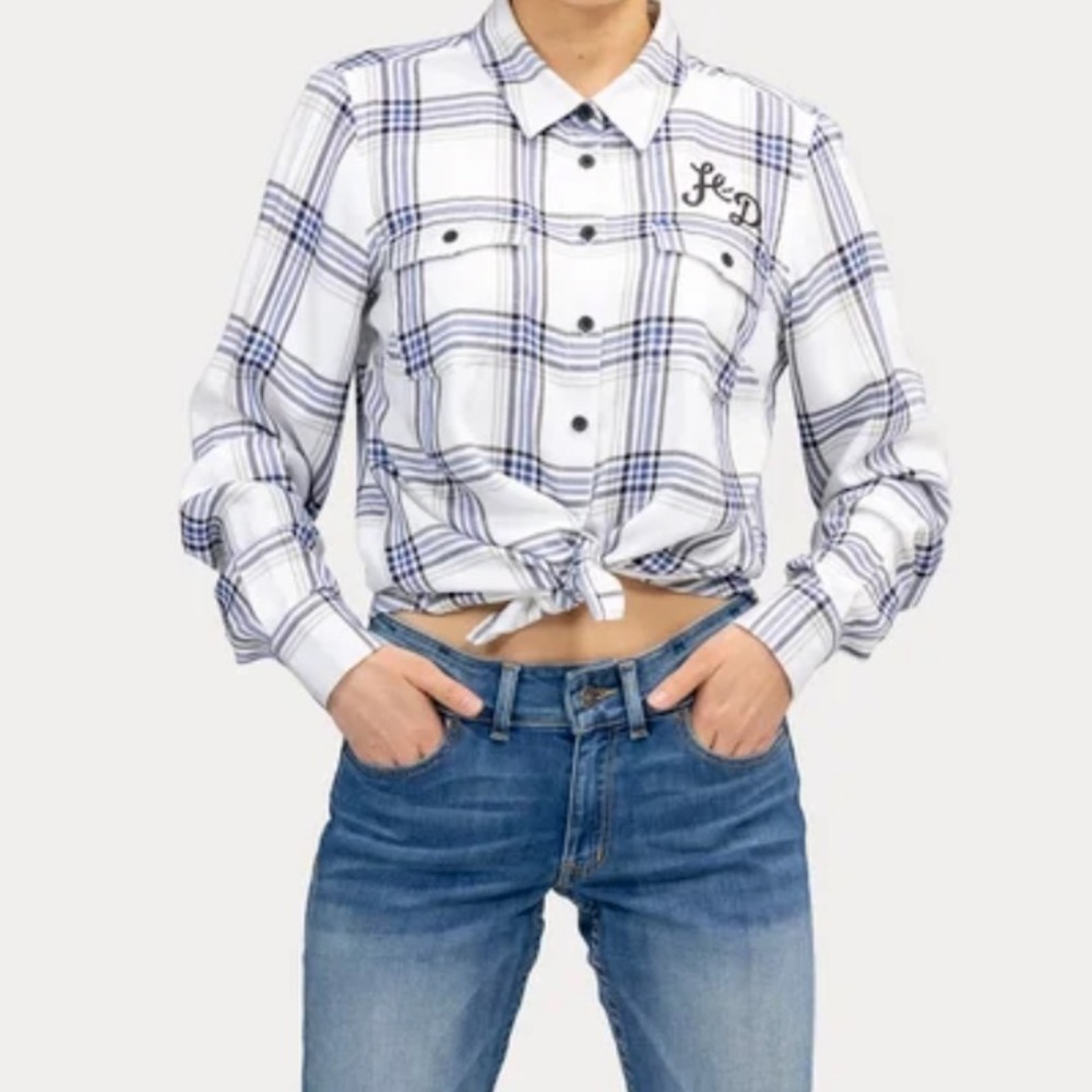 Harley Davidson | Women's Classic Racer Plaid Shirt Size Large - Picture 12 of 13